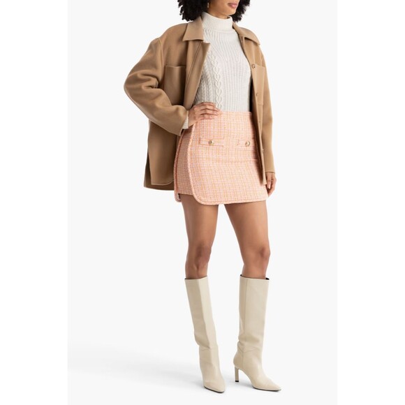 Maje womens Jilandra Tweed Short Mini Skirt size 38 EU (8 US) Orange Pink $325 - Picture 1 of 12